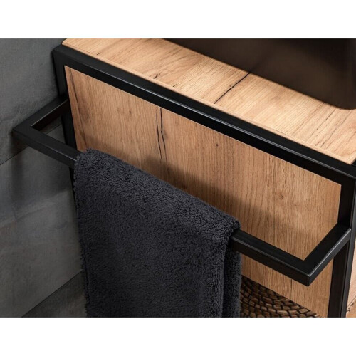 Vanity Unit Drawer Countertop Sink Freestanding Black Oak Effect Loft Brook 2