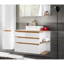 Vanity Unit Countertop Wall Drawer Cabinet Basin White Gloss/Oak Plat