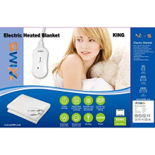 Electric Blanket KING Heated Under Bed Comfort Detachable DUAL Controller with 3 Heat Settings, Polyester, White Super Cosy Washable Fleece Heated