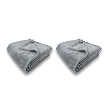Pagnanno. Waffle Flannel Fleece Mink Throw Pack of 2 - Sofa /Bedspread/ travel Blankets ? Silver Grey Honeycomb Super Soft, light-weighted, Warm, Cosy