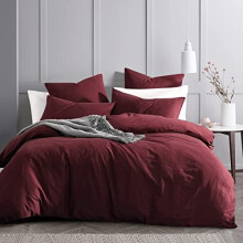 Aisbo King Size Duvet Covers Set Red - 3Pcs Bedding Set Kingsize Soft Brushed Microfiber Quilt Cover with 2 Pillowcases