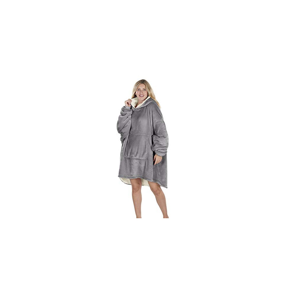 Oversized Hoodie Blanket Women Ultra Plush Fleece with Soft Sherpa Reversible Warm Cosy Comfy Wearable Hooded Giant Sweatshirt Throw for Girls Adults