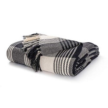 EHC Premium Reversible 100% Cotton Large 225 x 250 cm Tartan Throws for Sofa, Bedspread, Black