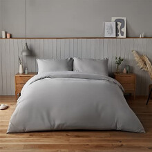 Silentnight Supersoft Collection Dove Grey Duvet Cover Set. Supersoft Snuggly Easy Care Duvet Cover Quilt Bedding Set - King (220cm x 230cm) + 2