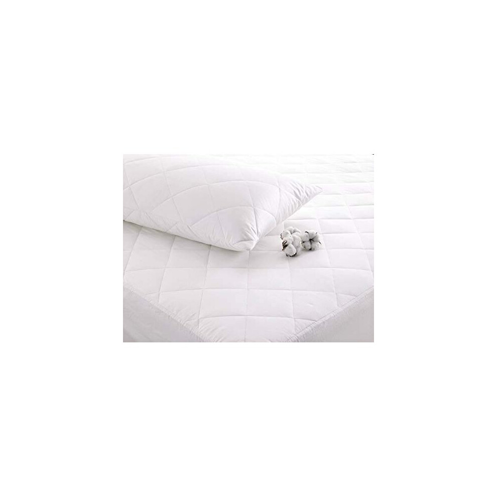 Cuddledown 100% Pure Cotton Quilted Mattress Protector - Anti-Allergy, Machine Washable (Single - 40cm Deep)