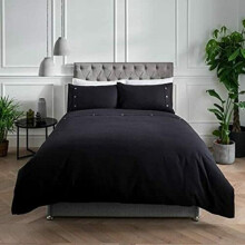 Sleepdown Duvet Cover Set - Black - Simple and Classy Waffle Honeycomb Geometric - Quilt Cover Easy Care Bed Linen Soft Cosy Bedding Sets Pillowcases