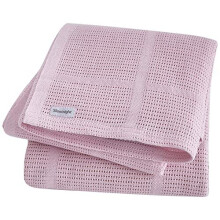 Silentnight Safe Nights 100% Breathable Cotton Super Soft Cosy Comfort Cellular Pink Baby Blanket Pack of 2 - Nursery Collection