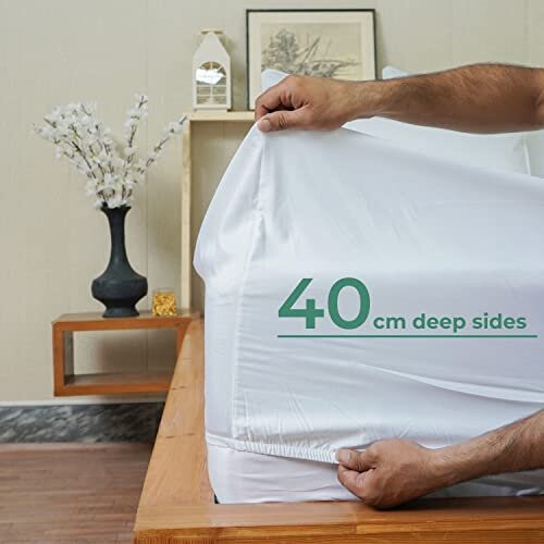 Ackly Bamboo Double Fitted Sheet - 40cm Deep, 400 Thread Count Fitted Bed Sheets Double - Cool, Soft and Hypoallergenic Double Bed Sheet - Extra Deep 1