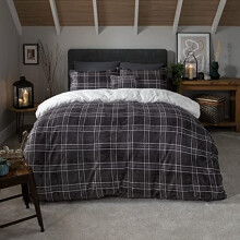 Sleepdown Check Printed Flannel Fleece With Sherpa Reverse Thermal Warm Cosy Super Soft Duvet Cover Quilt Bedding Set with Pillow Cases - King (220cm