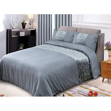 ROOEE Crushed Velvet Panel Duvet Cover with Pillowcase Bedding Set. [ Colour Silver Size King ]
