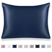 Texbee Silk Pillowcase for Hair and Skin 1PC Both Sides Natural Silk Pillow Cases with Hidden Zipper Soft Breathable Smooth Standard Size(51x66CM,Navy