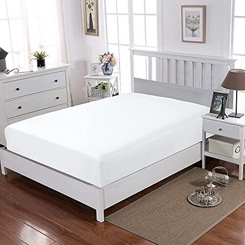 Egyptian Cotton Extra-Deep Fitted Sheet 30cm Pocket, T-200, Hotel Quality, Non-Iron, King (White)