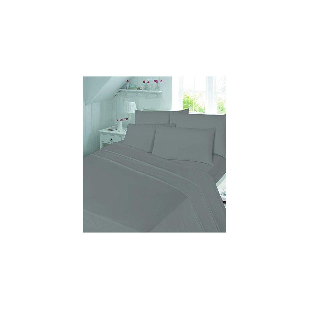 AR Textile Luxury Quality 100% Brushed Cotton 4 Piece Flannelette Sheet Set in, Thermal Sheet set, (Fitted Sheet, Flat Sheet & Pillow Cases) (Grey,-image-OPC-PB9VQQ2-NEW