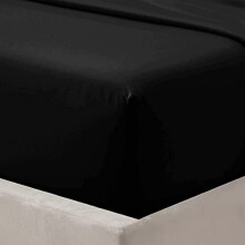 Extra Deep Fitted Sheet 40cm 16 Inch - Non Iron Easy Care Soft Brushed Microfibre Fabric Shrinkage and Fade Resistant, 4ft Small Double - Black