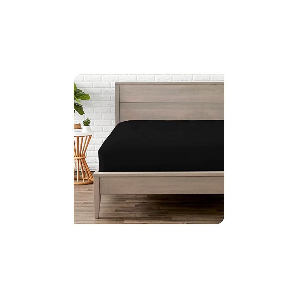 Drap-housse Bare Home King - Microfibre infroissable ultra-douce de qualit    sup   rieure 1800 - Hypoallerg   nique - Poche profonde (King, Noir)