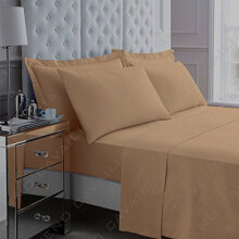 GC Percale Non Iron 180 Thread Count Cotton Rich Luxurious Super Soft Cosy Easy Care Fitted Sheets/Pillowcases (Natural, Single)