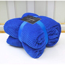 LJ Popcorn Waffle Style Luxurious Throws Super Soft Warm Cosy Sofa and Bed Fleece Blankets (Electric Blue, King - 200x240cms)