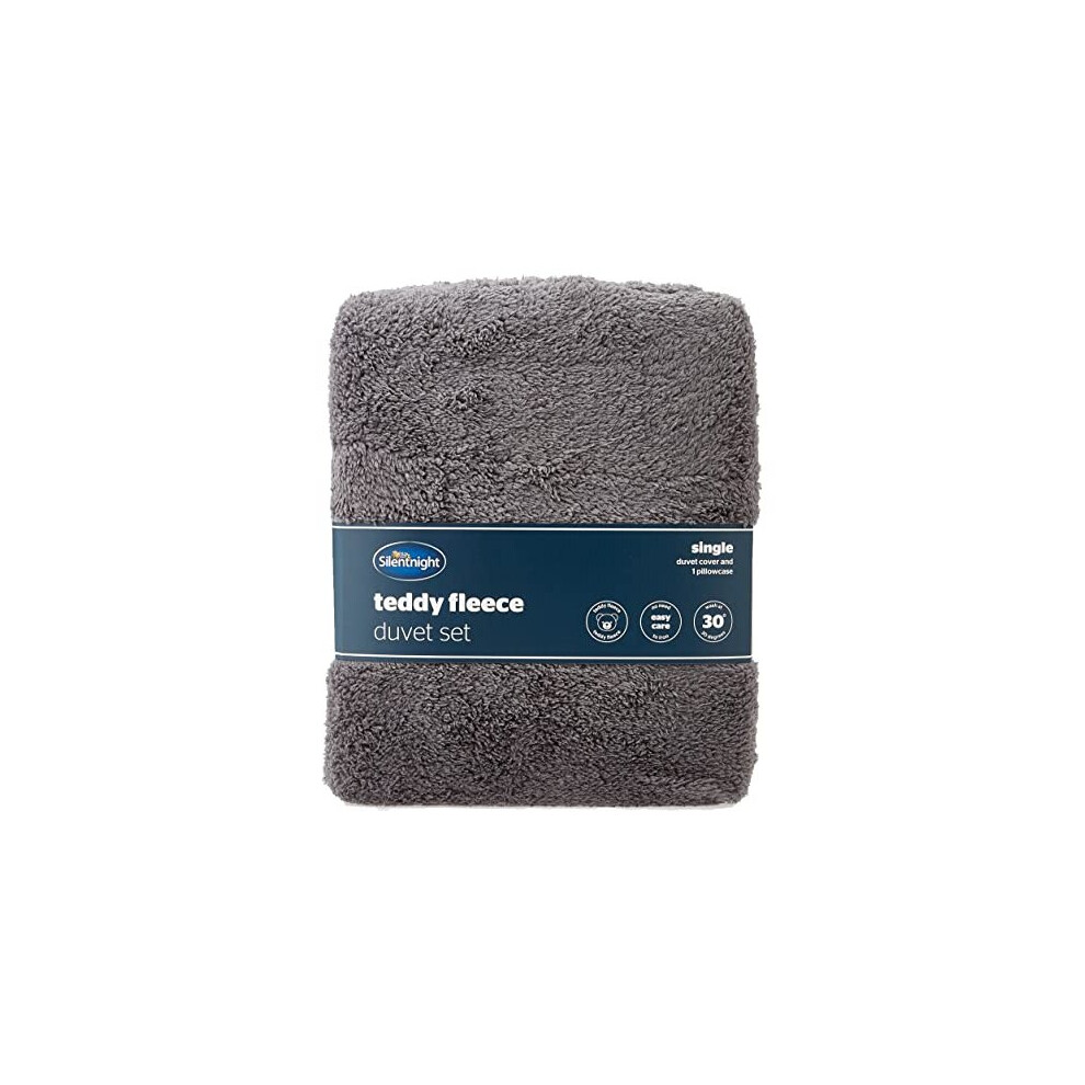 Silentnight Teddy Fleece Duvet Set ? Teddy Bear Bedding Fluffy Fleece Duvet Cover And Pillowcase Set Warm Cosy And Super Soft ? Single ? 135X200cm ?