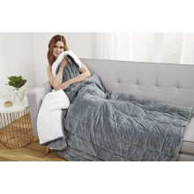 viceroy bedding SHERPA FLEECE Heavy Weighted Blankets for Adults - Double Sided - Plush Velvet Front with Super Soft Warm Sherpa Reverse (Grey, Single