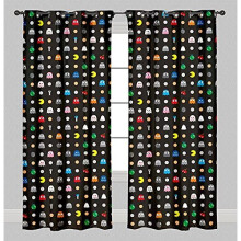 Pac Man Eyelet Curtains - Pacman Maze Design - 66" Wide x 72" Drop