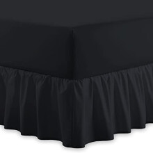 Plain Polycotton Fitted Valance Sheet | Easy Care 16" / 40cm Extra Deep Frilled Valance Fitted Bed Sheet - Machine Washable - Single Double King Size