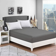 RUIKASI Deep Fitted Sheet King Size - Dark Grey Kingsize Fitted Bed Sheet 40cm/16 inch, Ultra Soft Bottom Sheet 150X200cm