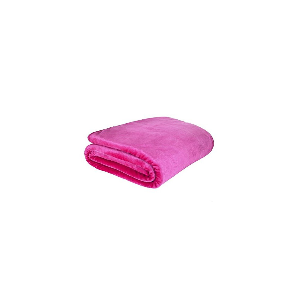 Olivia Rocco Super Soft Raschel Sofa Bed Throw, Faux Fur Mink Blanket Settee Throws, Double King Size, Hot Pink, Large 150 x 200 cm