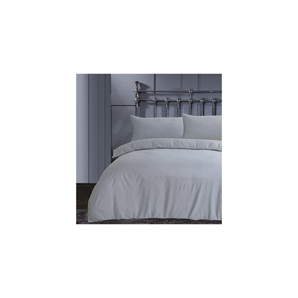 Linen Home Silver KingSize Duvet Set Plain Soft Microfibre Bed Quilt Cover with 2 Pillowcases, Easy Care Wrinkle Free King Size Bedding Set of 3 Pcs