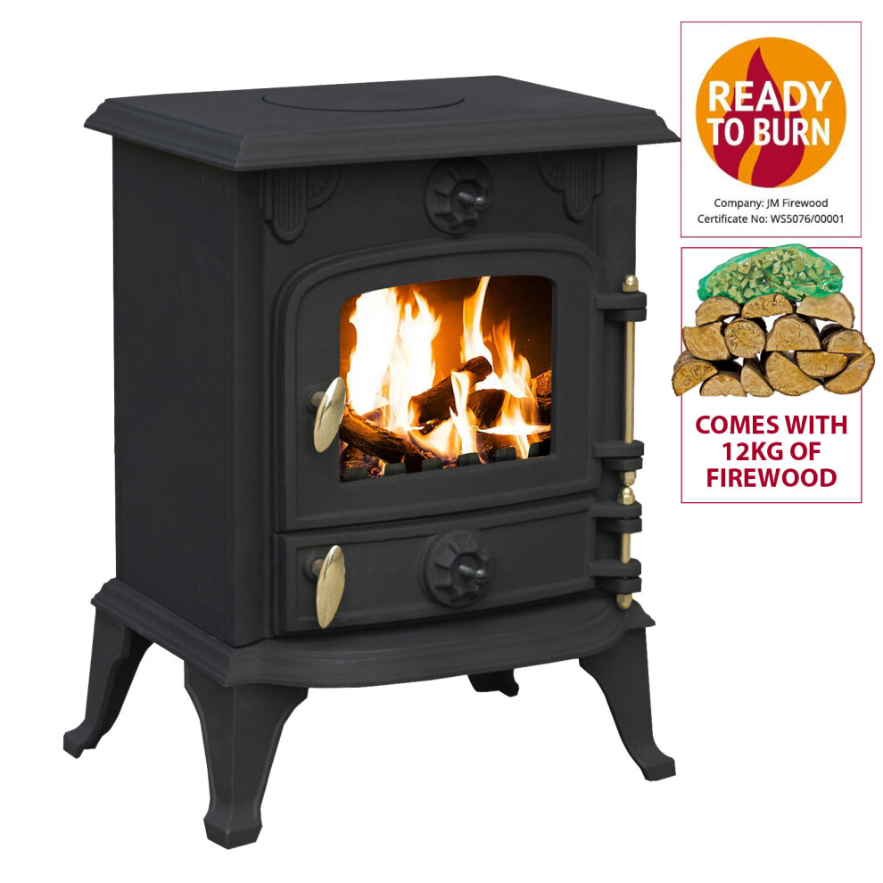 5kW Cast Iron Multifuel Stove + Firewood Starter Kit