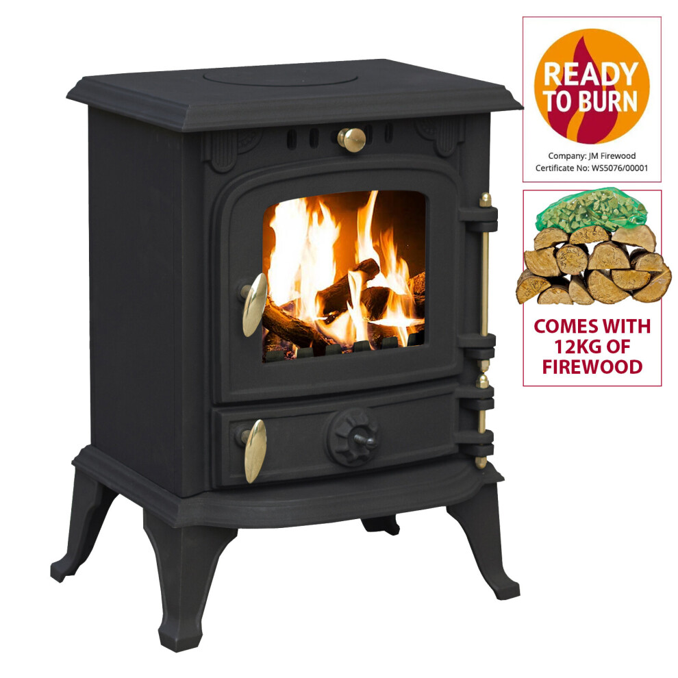 4.5kW Cast Iron Multifuel Stove + Firewood Starter Kit