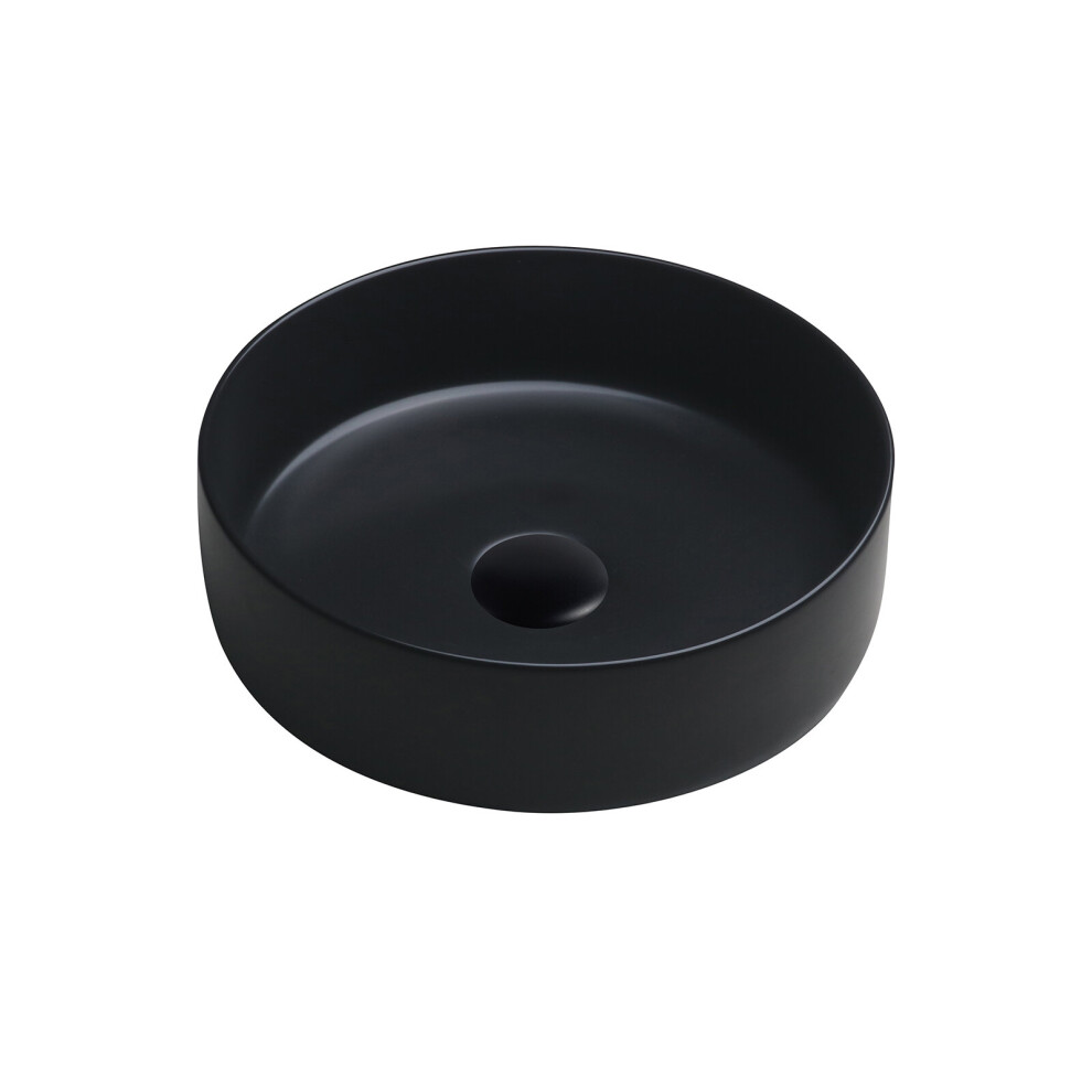 7844 Ceramic Vert Round Countertop Basin In Matte Black 5056010148374