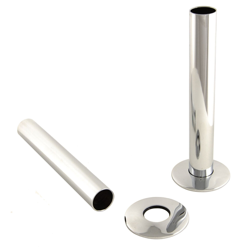Nrg (Chrome) 180Mm Radiator Valve Pipes And Collars Easy Fit Packs Plumbing Tubes Brass