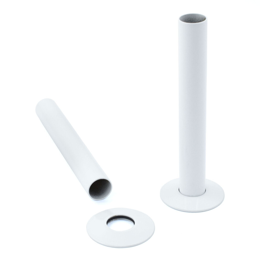 Nrg (White) 180Mm Radiator Valve Pipes And Collars Easy Fit Packs Plumbing Tubes Brass White
