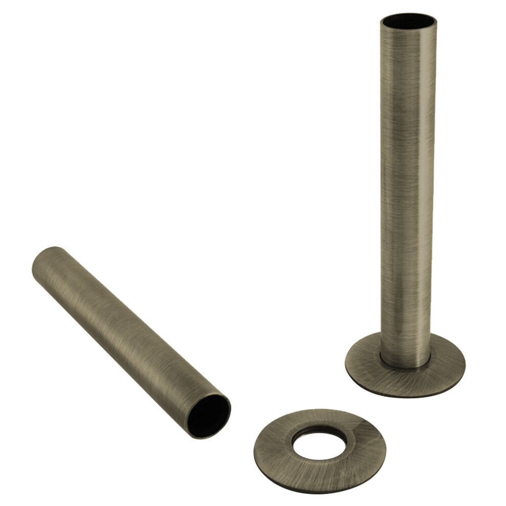Nrg (Antique Brass) 180Mm Radiator Valve Pipes And Collars Easy Fit Packs Plumbing Tubes Brass