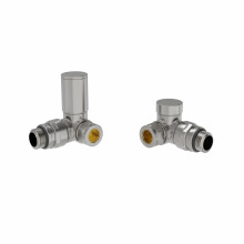 (Satin Nickel) Round Head Manual Corner Radiator Rad Valves 1/2"x15mm Brass Twin Pack