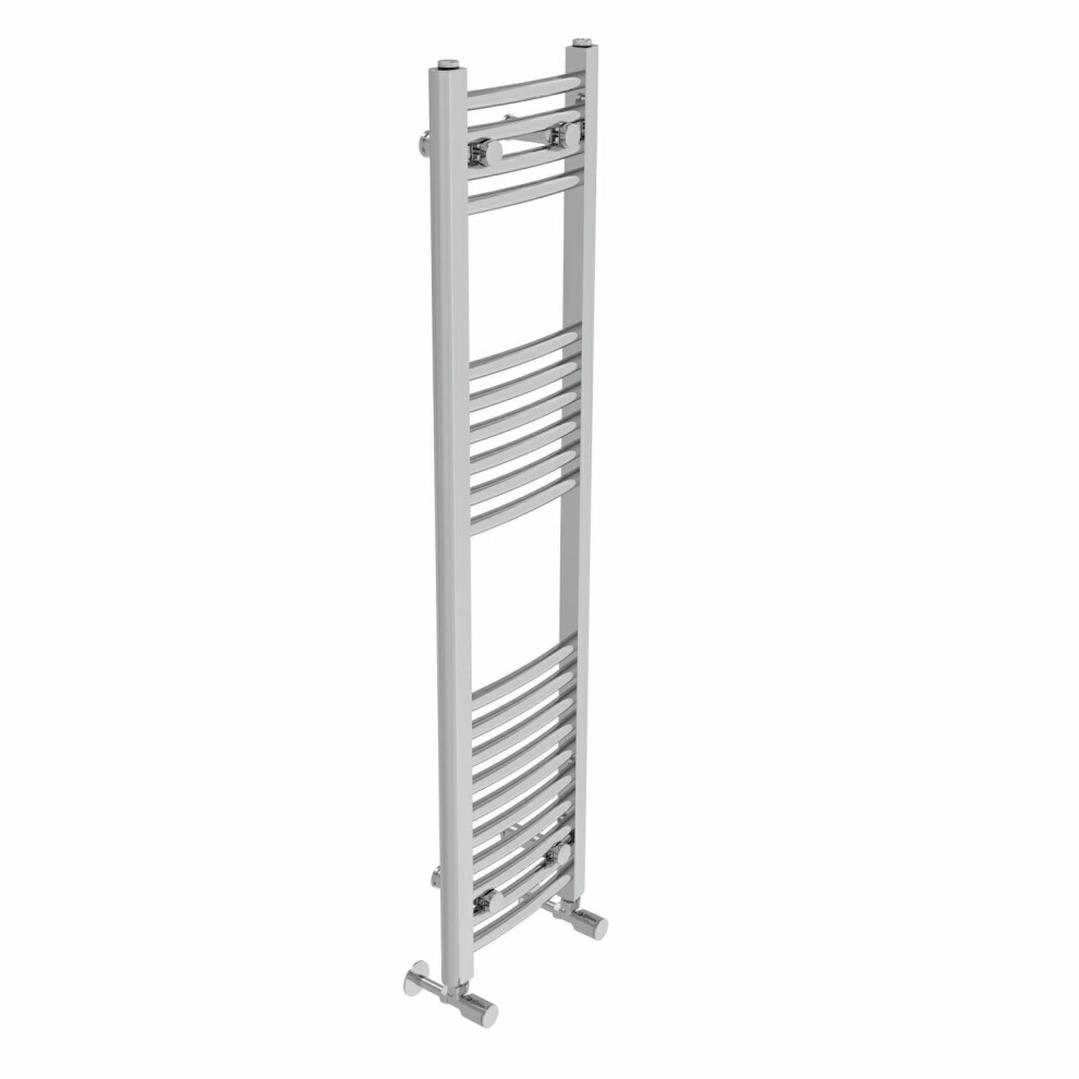Nrg (1200X300mm, Chrome) Curved Central Heating Towel Rail Bathroom Heated Rad Radiators Ladder Warmer