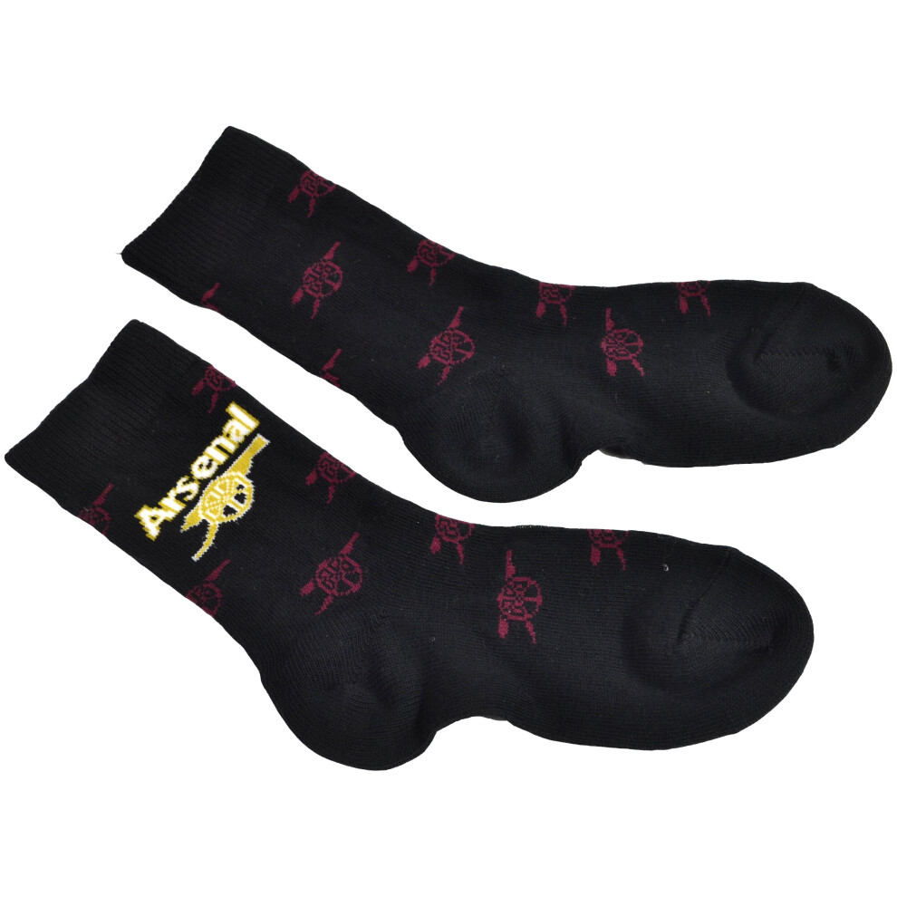 Arsenal Fc (12.5-3.5 Uk) Arsenal Kids All Over Print Dress Socks Black