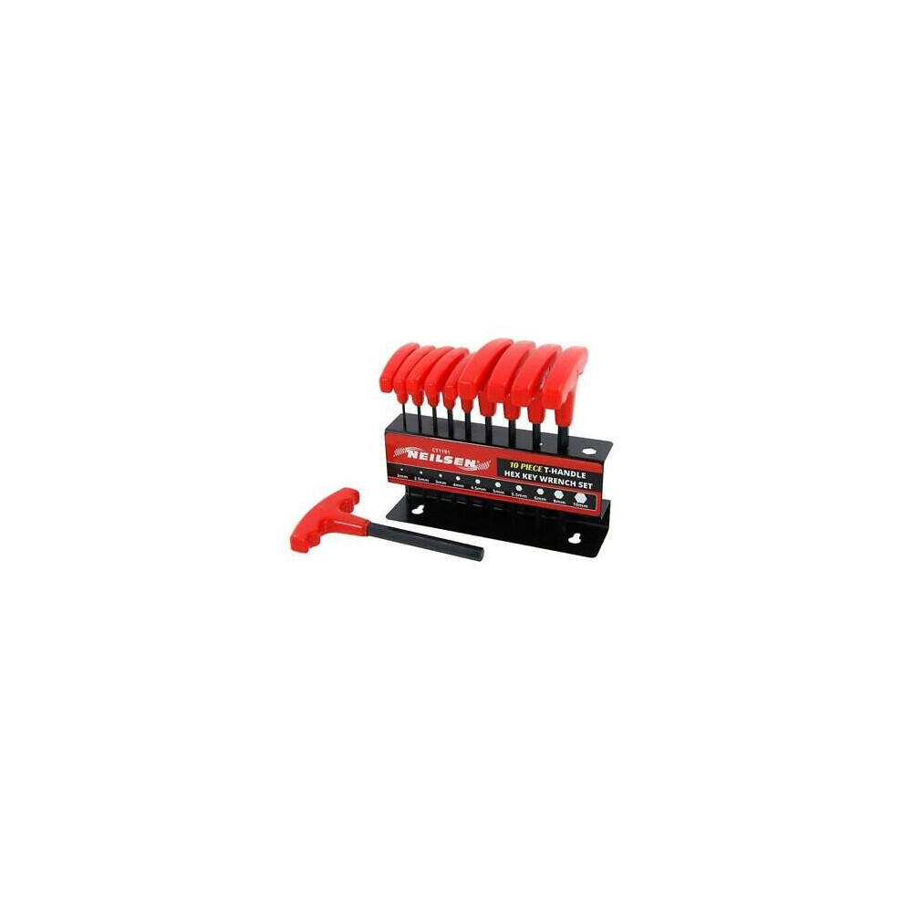 Neilsen 10Pc Hex Key Metric 2-10Mm T Handle Allen Key Allan Wrench T Bar Set Ct1191