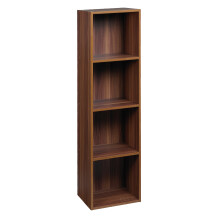 (Teak, 4 Tier) URBN LIVING Wooden Bookcase Storage Shelf