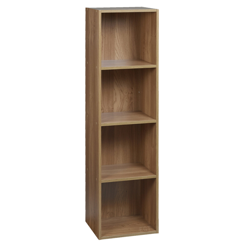 Urbn Living (Oak, 4 Tier) Wooden Bookcase Storage Shelf