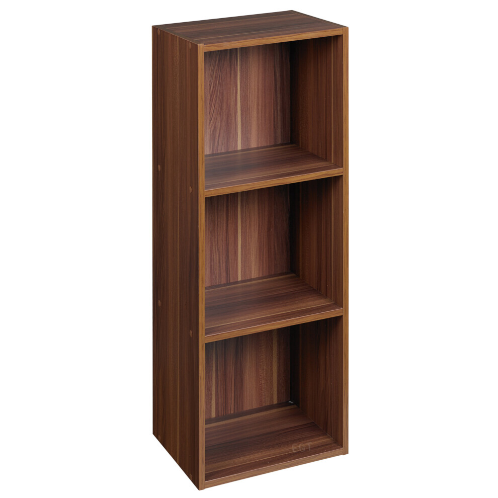 (Teak, 3 Tier) URBN LIVING Wooden Bookcase Storage Shelf