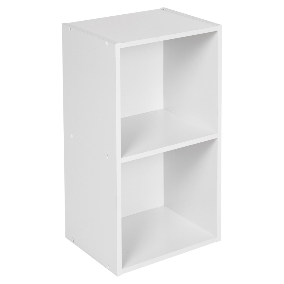 (White, 2 Tier) URBN LIVING Wooden Bookcase Storage Shelf