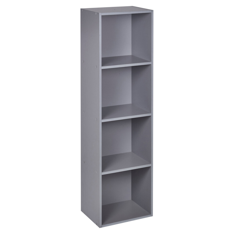 (Grey, 4 Tier) URBN LIVING Wooden Bookcase Storage Shelf