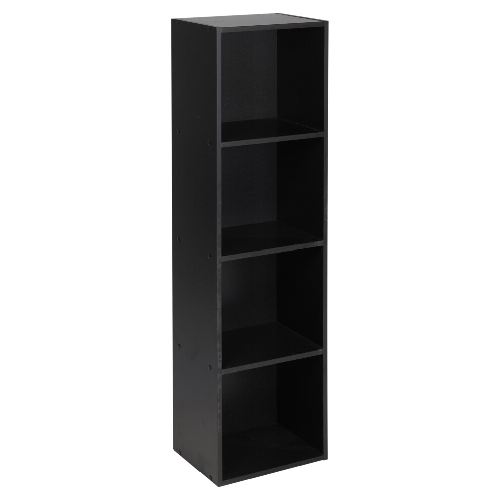 (Black, 4 Tier) URBN LIVING Wooden Bookcase Storage Shelf