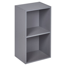 (Grey, 2 Tier) URBN LIVING Wooden Bookcase Storage Shelf