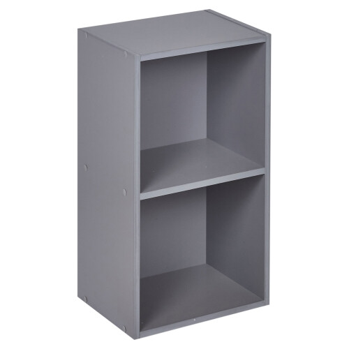 (Grey, 2 Tier) URBN LIVING Wooden Bookcase Storage Shelf