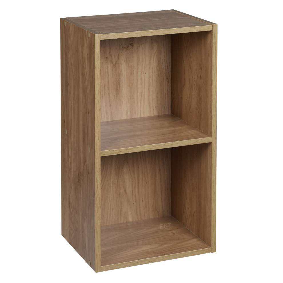 (Oak, 2 Tier) URBN LIVING Wooden Bookcase Storage Shelf