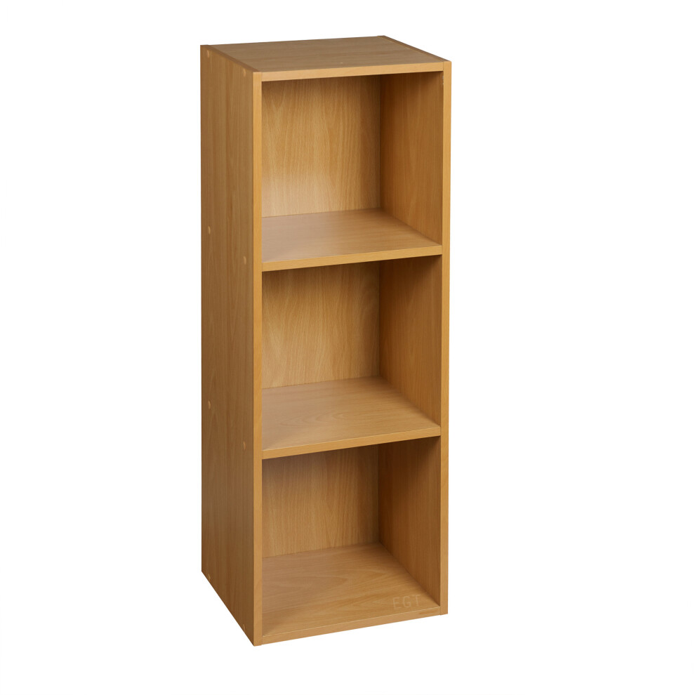 (Beech, 3 Tier) URBN LIVING Wooden Bookcase Storage Shelf