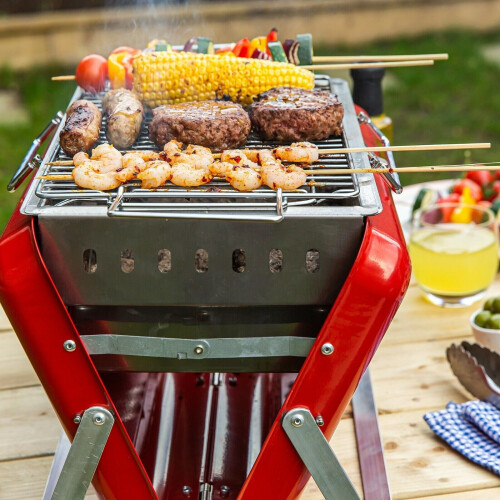 Gloss Red Stylish Barbecue in Portable Bag Shape Best UK 2