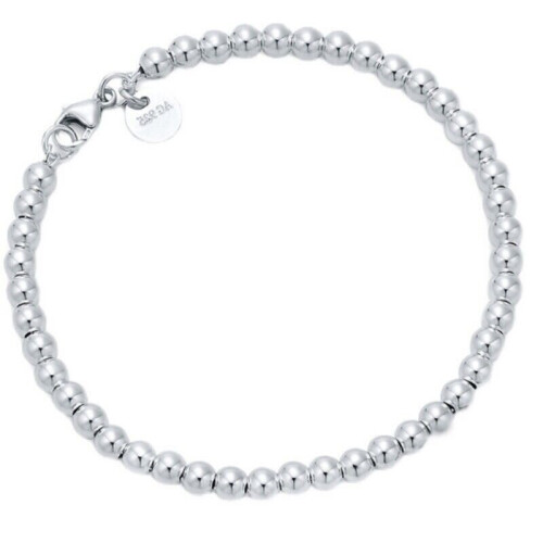 925 Silver Beaded Bracelet with Heart 1